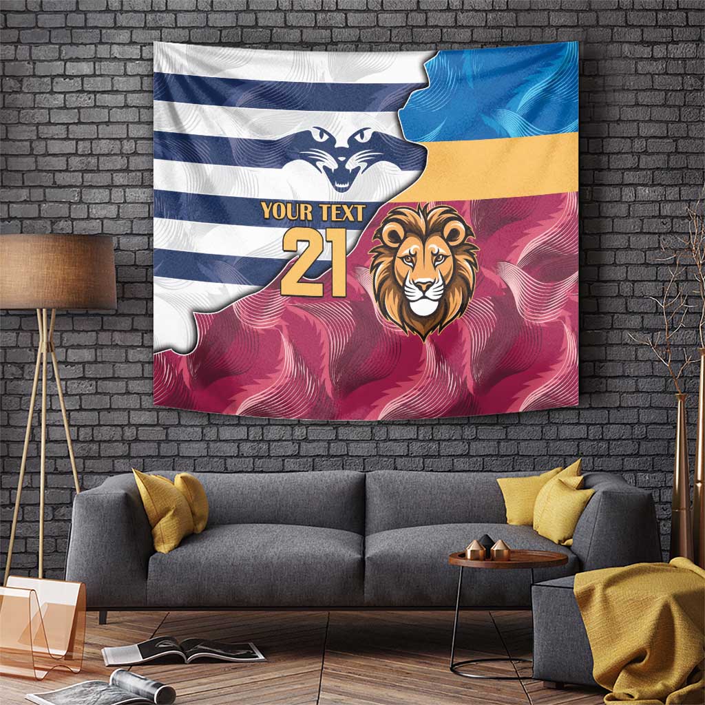 Brisbane-Geelong Football Custom Tapestry Cracked Metal Style