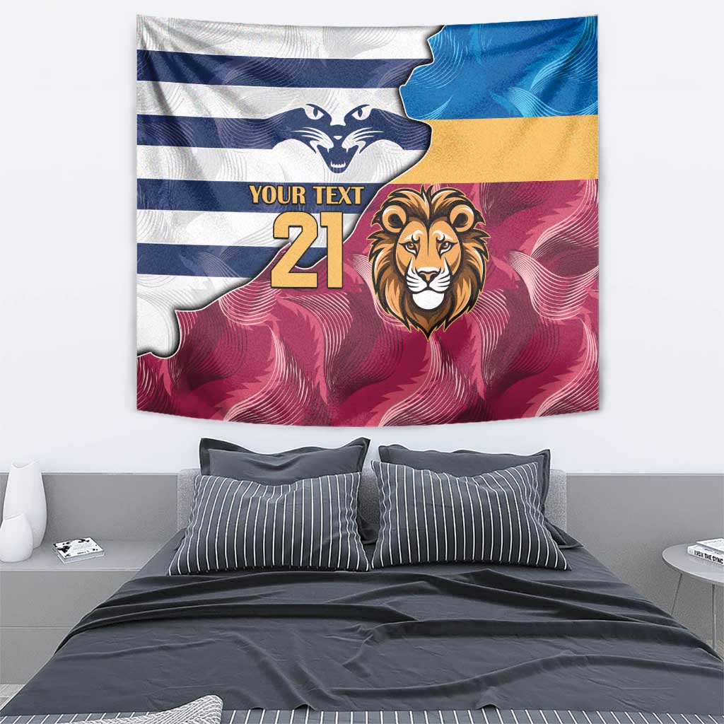 Brisbane-Geelong Football Custom Tapestry Cracked Metal Style