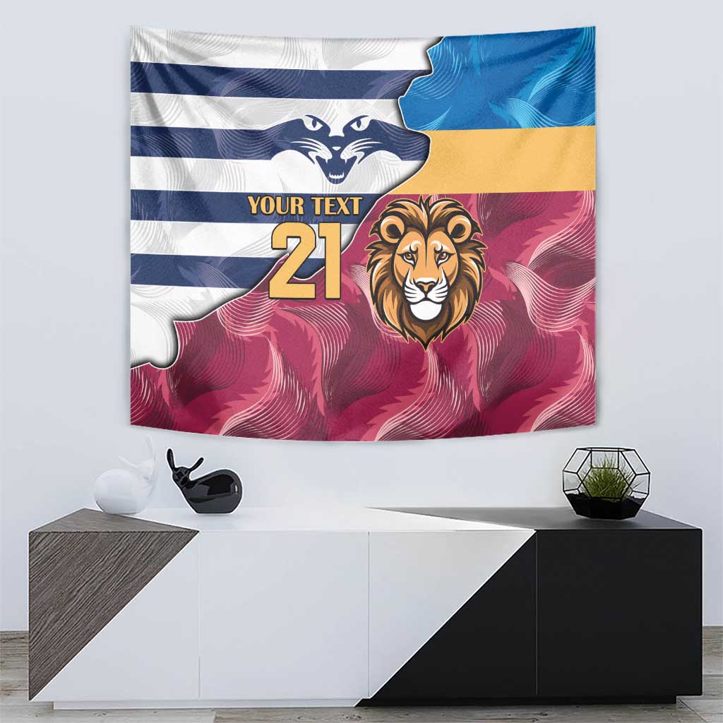 Brisbane-Geelong Football Custom Tapestry Cracked Metal Style