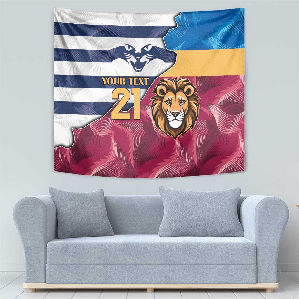 Brisbane-Geelong Football Custom Tapestry Cracked Metal Style