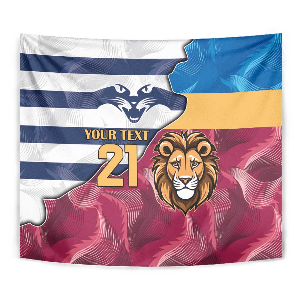Brisbane-Geelong Football Custom Tapestry Cracked Metal Style