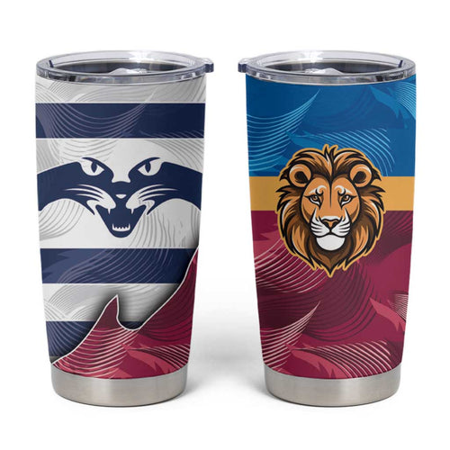 Brisbane-Geelong Football Custom Tumbler Cup Cracked Metal Style