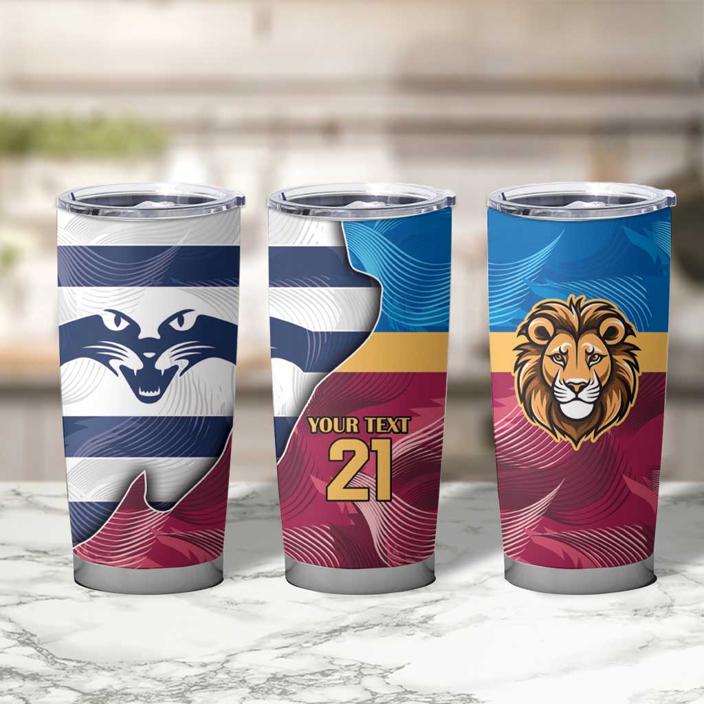 Brisbane-Geelong Football Custom Tumbler Cup Cracked Metal Style