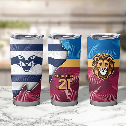 Brisbane-Geelong Football Custom Tumbler Cup Cracked Metal Style