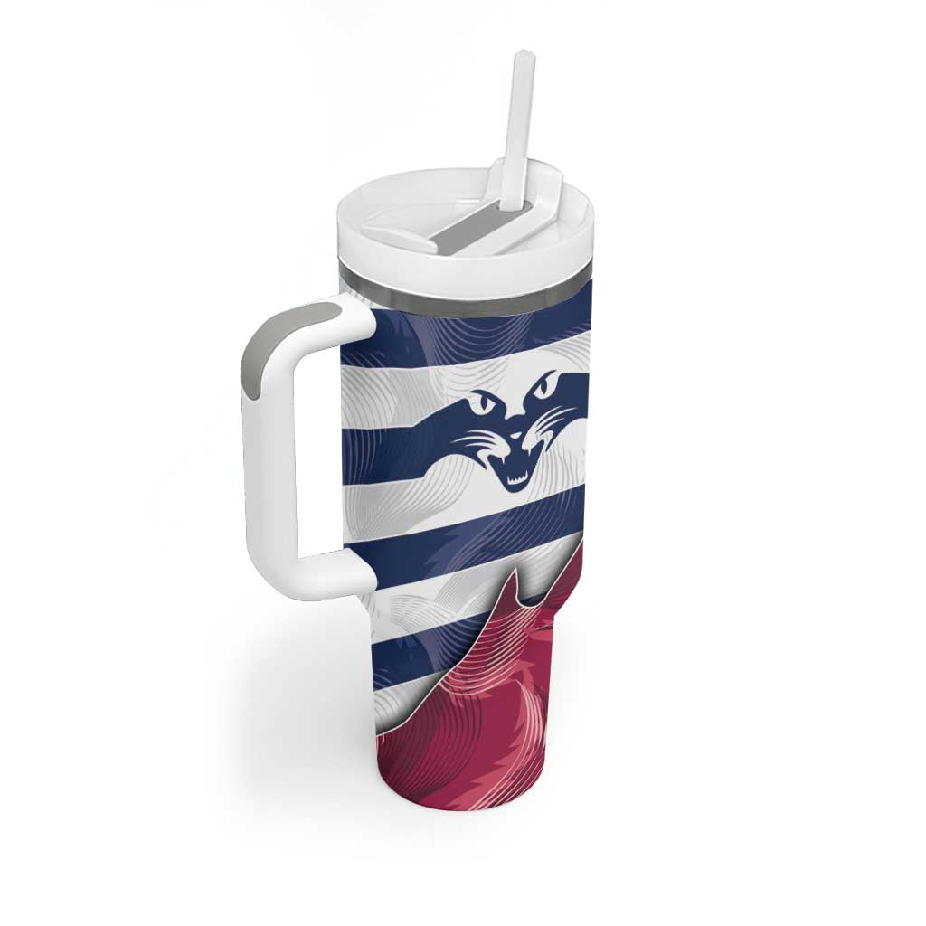 Brisbane-Geelong Football Custom Tumbler With Handle Cracked Metal Style