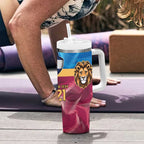 Brisbane-Geelong Football Custom Tumbler With Handle Cracked Metal Style