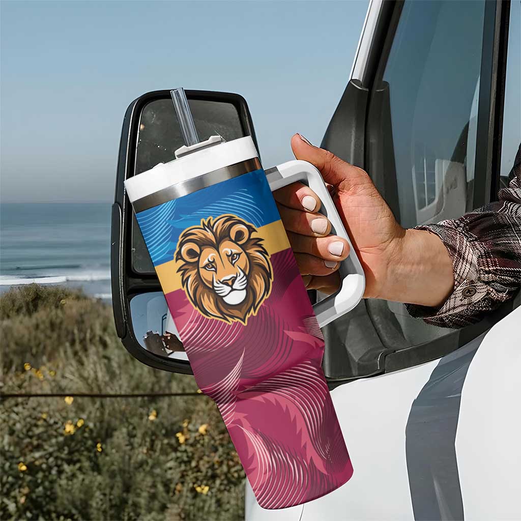 Brisbane-Geelong Football Custom Tumbler With Handle Cracked Metal Style