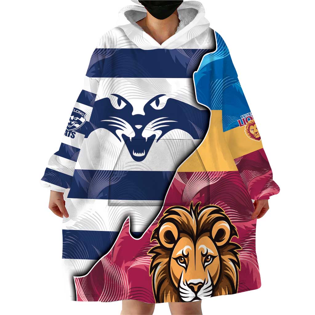 Brisbane-Geelong Football Custom Wearable Blanket Hoodie Cracked Metal Style