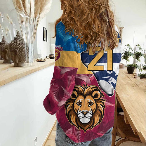 Brisbane-Geelong Football Custom Women Casual Shirt Cracked Metal Style