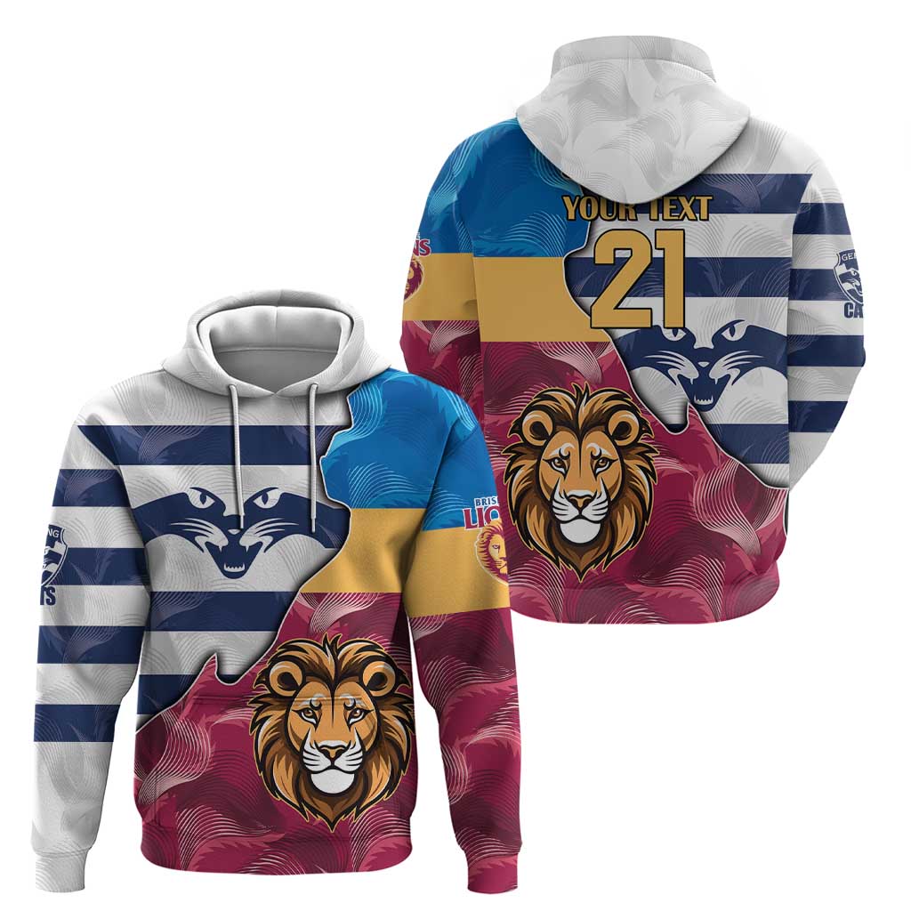 Brisbane-Geelong Football Custom Zip Hoodie Cracked Metal Style