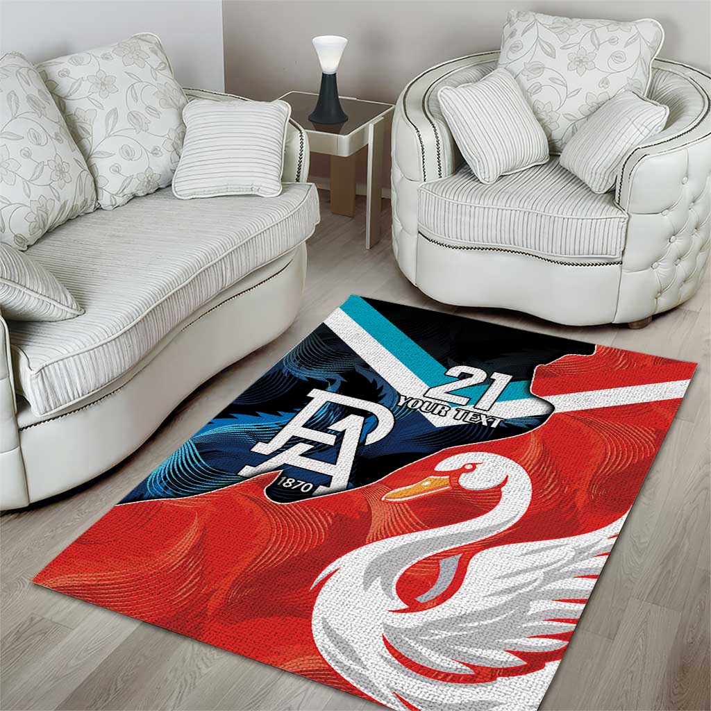Swans-Port Adelaide Football Custom Area Rug Cracked Metal Style
