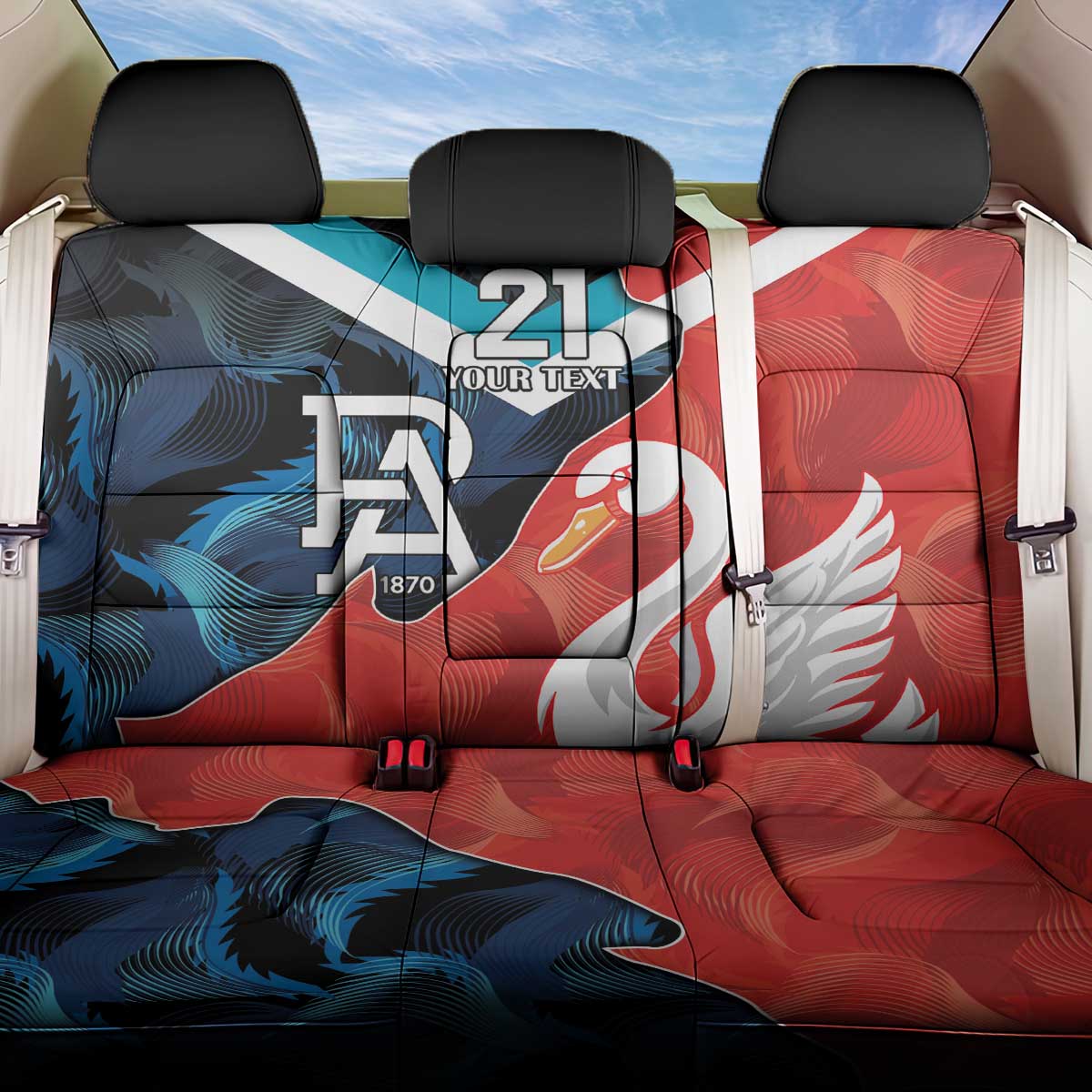 Swans-Port Adelaide Football Custom Back Car Seat Cover Cracked Metal Style