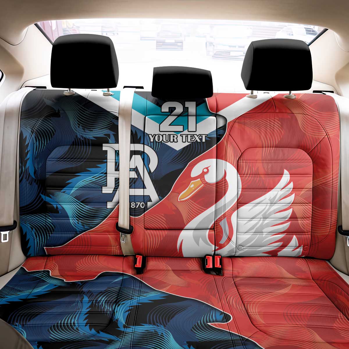 Swans-Port Adelaide Football Custom Back Car Seat Cover Cracked Metal Style