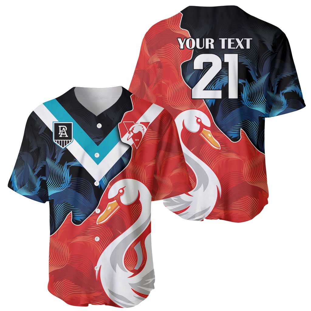 Swans-Port Adelaide Football Custom Baseball Jersey Cracked Metal Style
