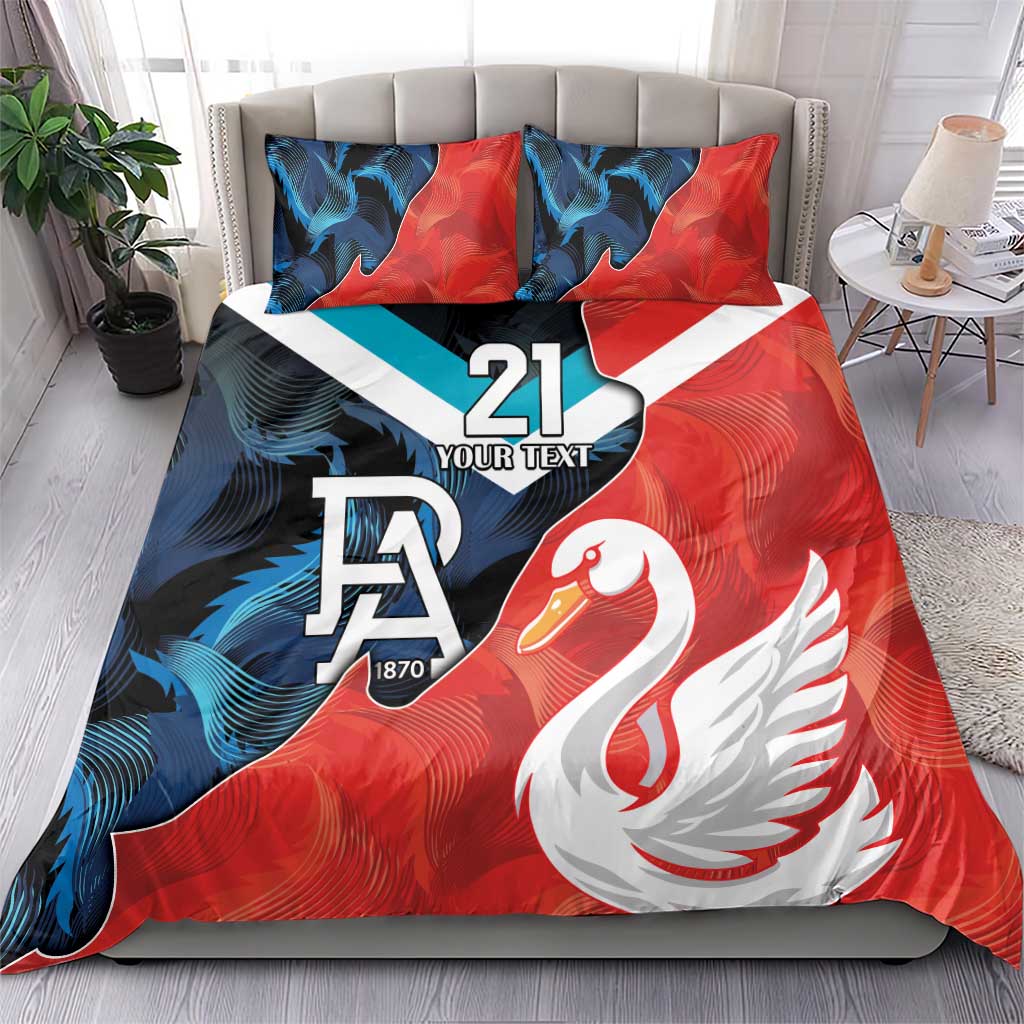 Swans-Port Adelaide Football Custom Bedding Set Cracked Metal Style
