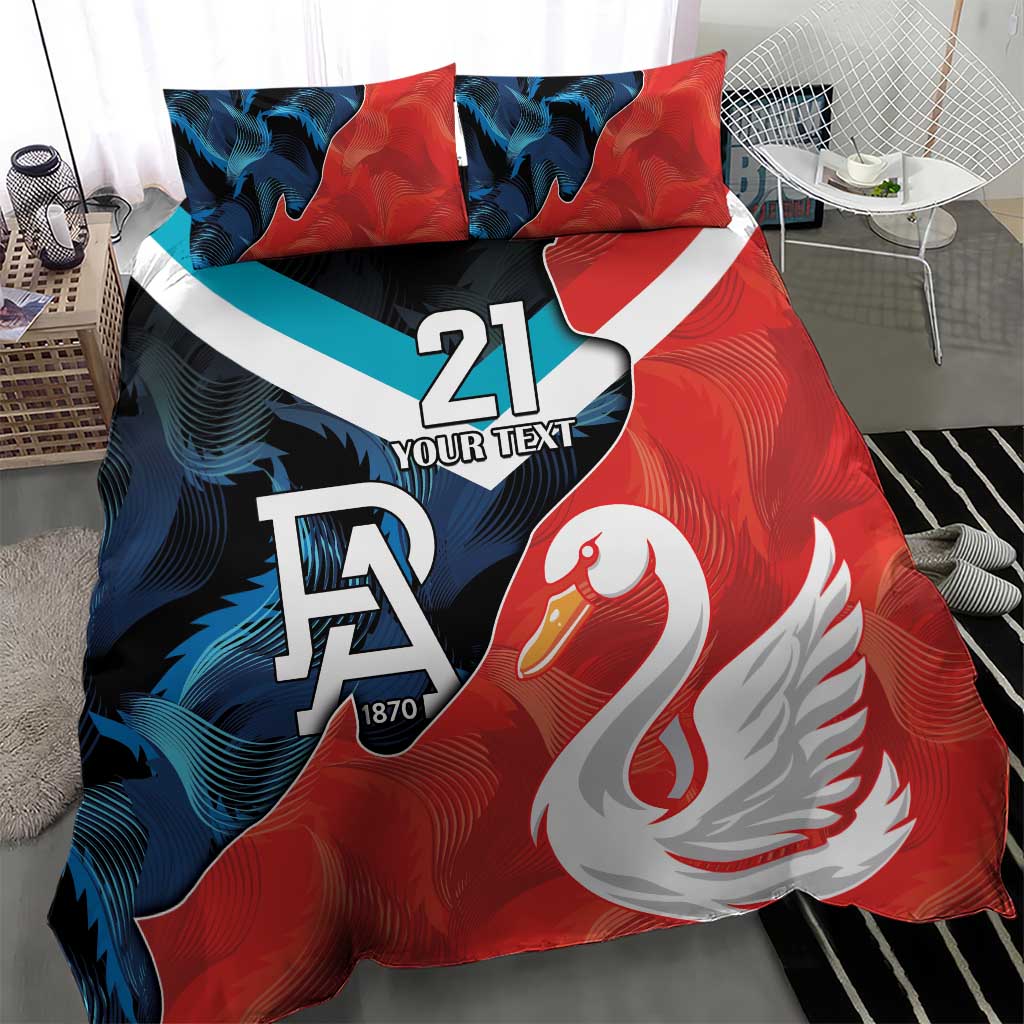 Swans-Port Adelaide Football Custom Bedding Set Cracked Metal Style