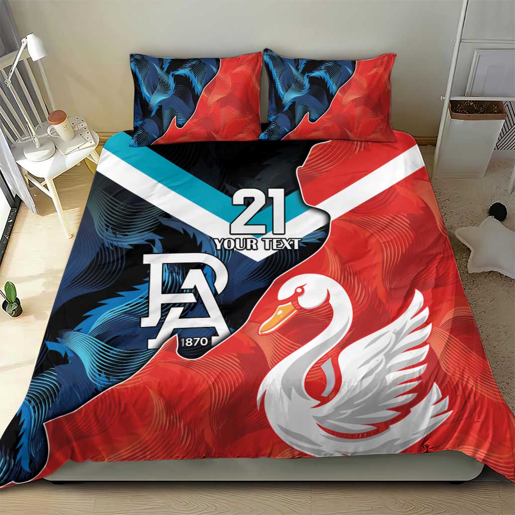 Swans-Port Adelaide Football Custom Bedding Set Cracked Metal Style