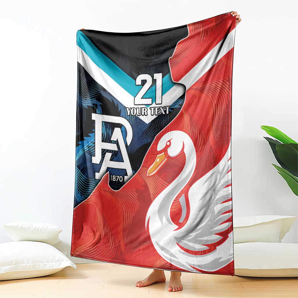 Swans-Port Adelaide Football Custom Blanket Cracked Metal Style