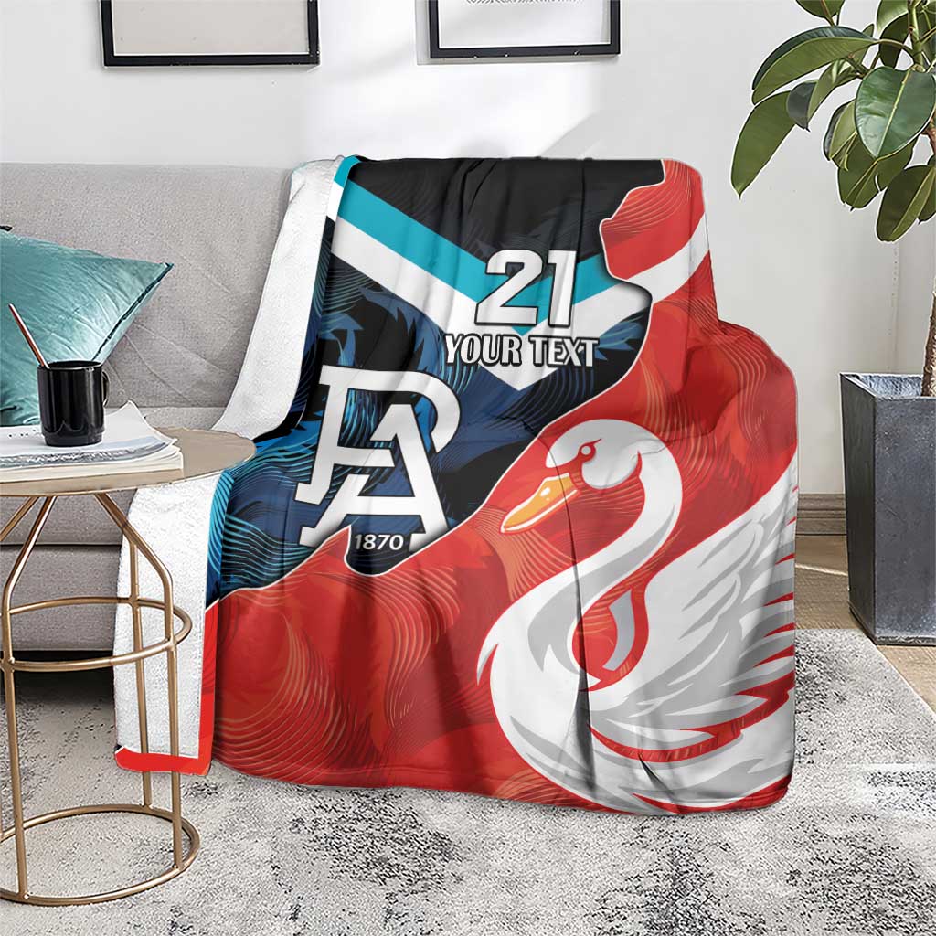 Swans-Port Adelaide Football Custom Blanket Cracked Metal Style