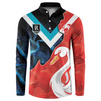 Swans-Port Adelaide Football Custom Button Sweatshirt Cracked Metal Style