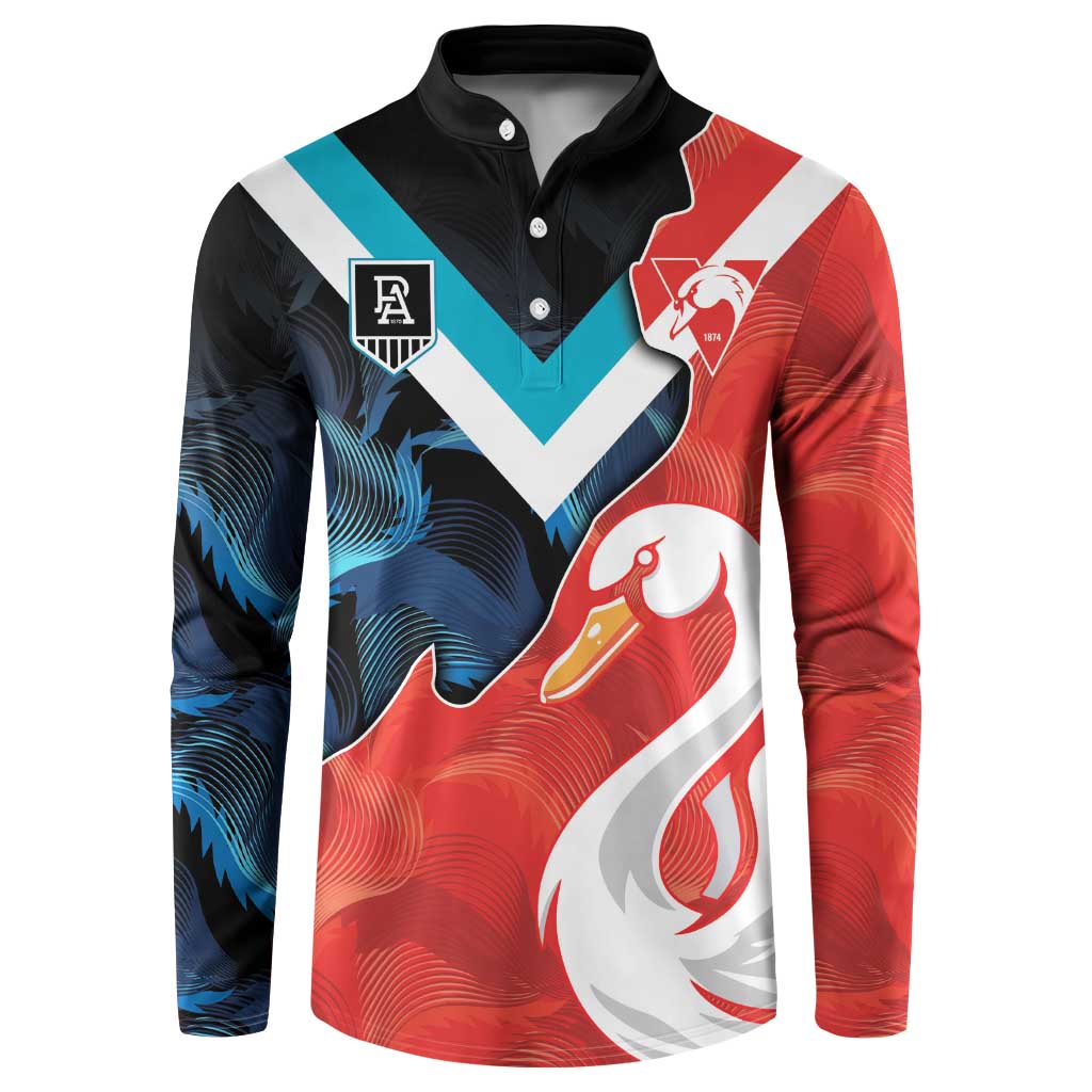 Swans-Port Adelaide Football Custom Button Sweatshirt Cracked Metal Style