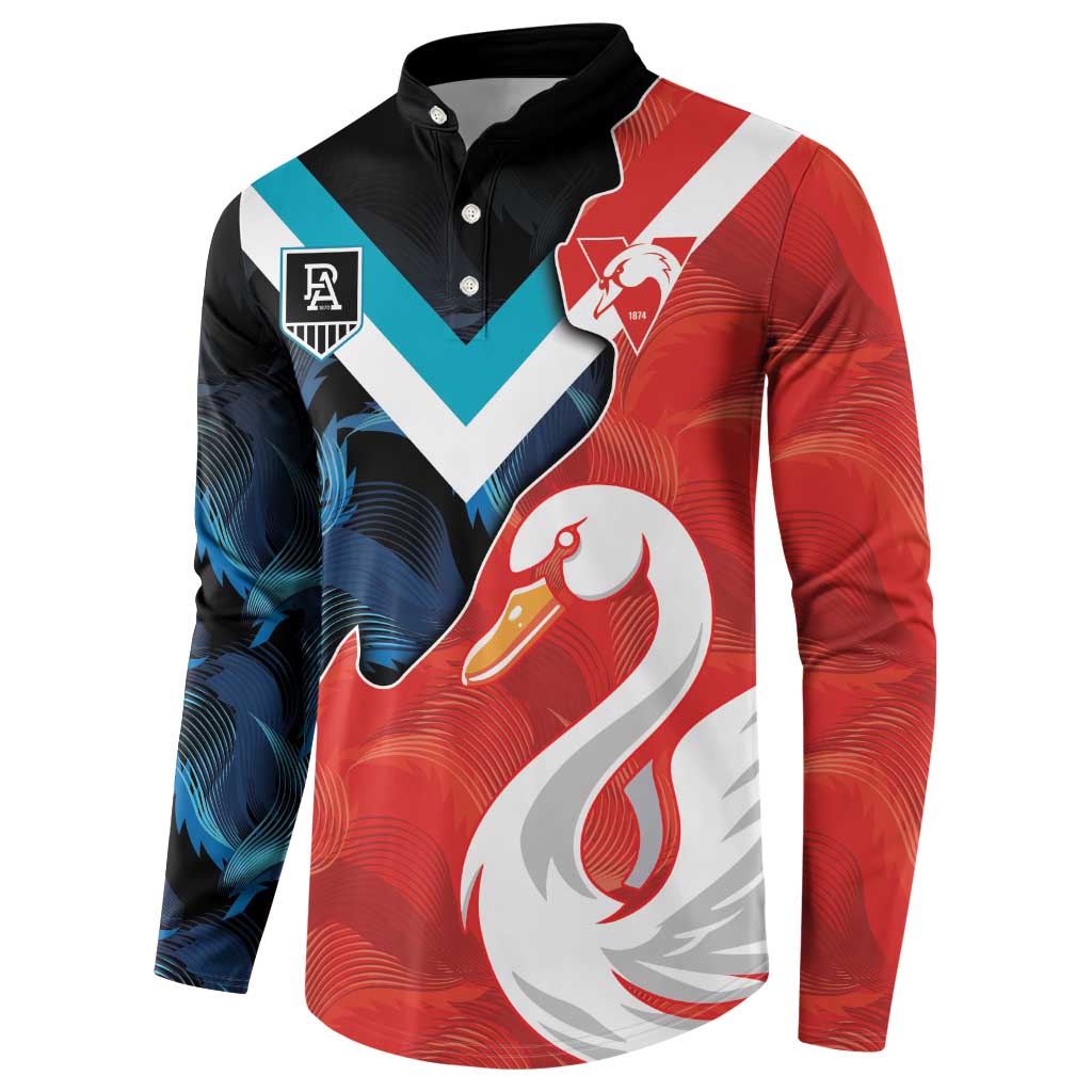 Swans-Port Adelaide Football Custom Button Sweatshirt Cracked Metal Style
