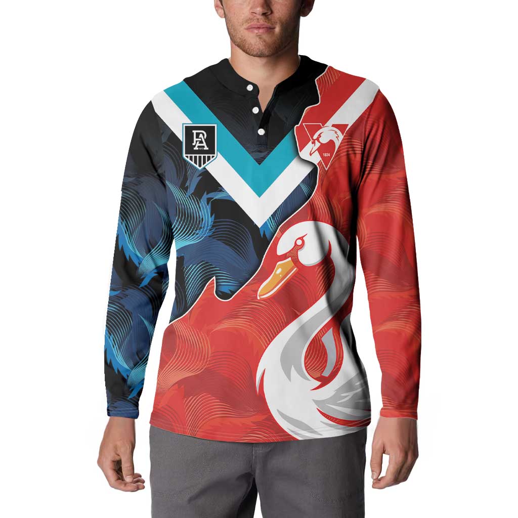 Swans-Port Adelaide Football Custom Button Sweatshirt Cracked Metal Style