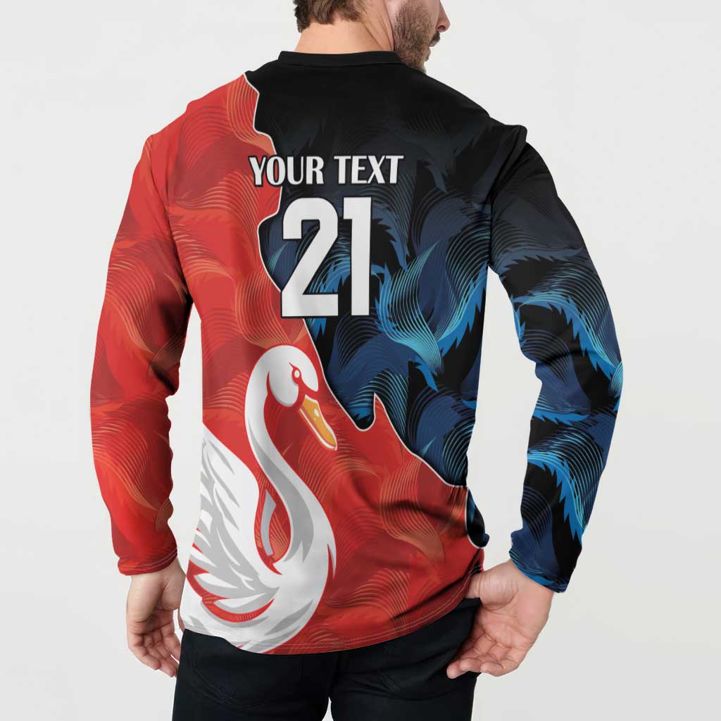 Swans-Port Adelaide Football Custom Button Sweatshirt Cracked Metal Style