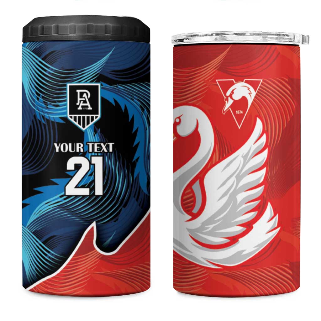 Swans-Port Adelaide Football Custom 4 in 1 Can Cooler Tumbler Cracked Metal Style