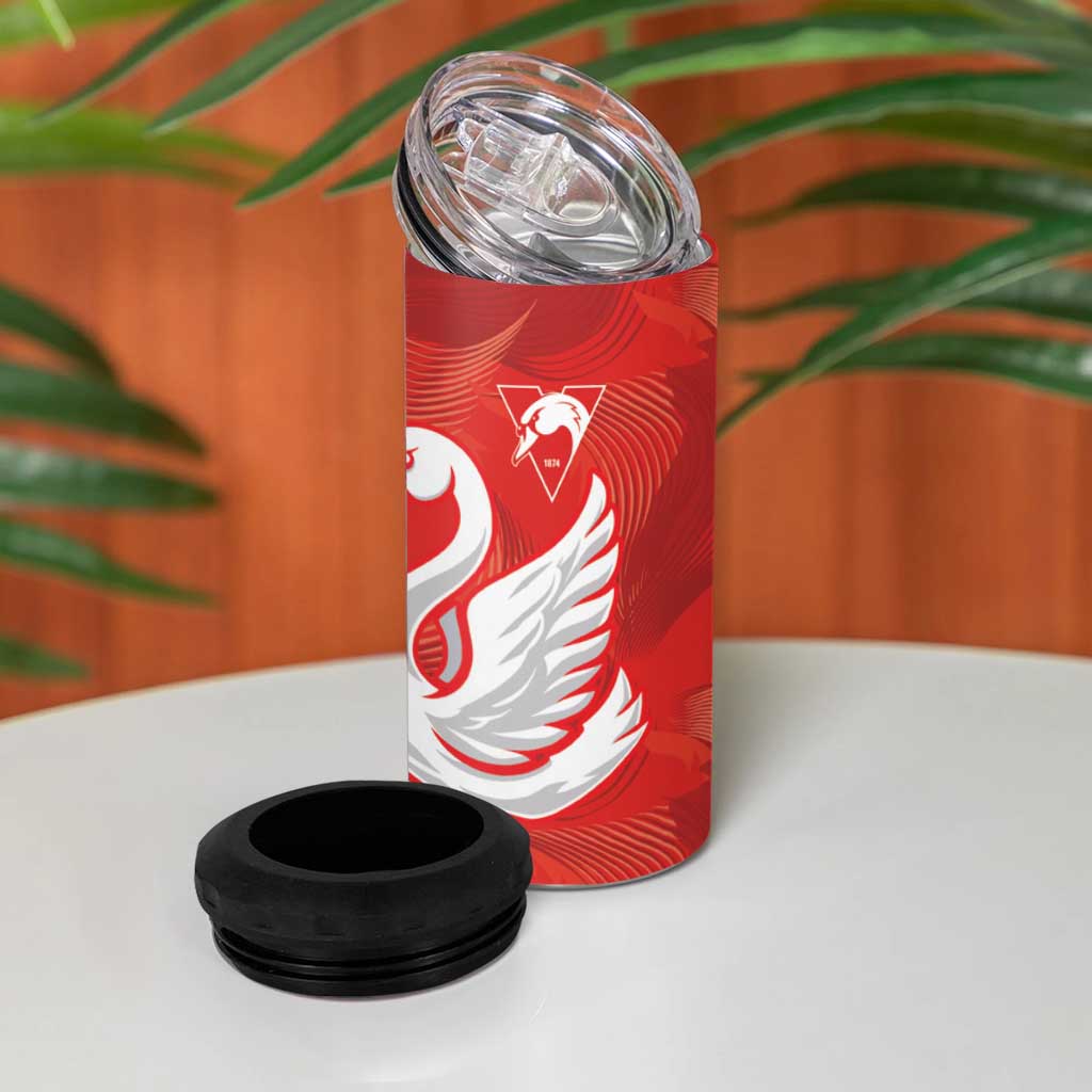 Swans-Port Adelaide Football Custom 4 in 1 Can Cooler Tumbler Cracked Metal Style