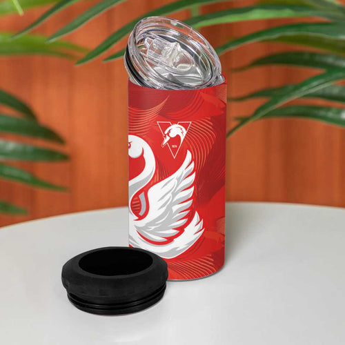 Swans-Port Adelaide Football Custom 4 in 1 Can Cooler Tumbler Cracked Metal Style