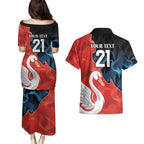 Swans-Port Adelaide Football Custom Couples Matching Puletasi and Hawaiian Shirt Cracked Metal Style