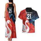 Swans-Port Adelaide Football Custom Couples Matching Tank Maxi Dress and Hawaiian Shirt Cracked Metal Style
