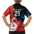 Swans-Port Adelaide Football Custom Family Matching Mermaid Dress and Hawaiian Shirt Cracked Metal Style