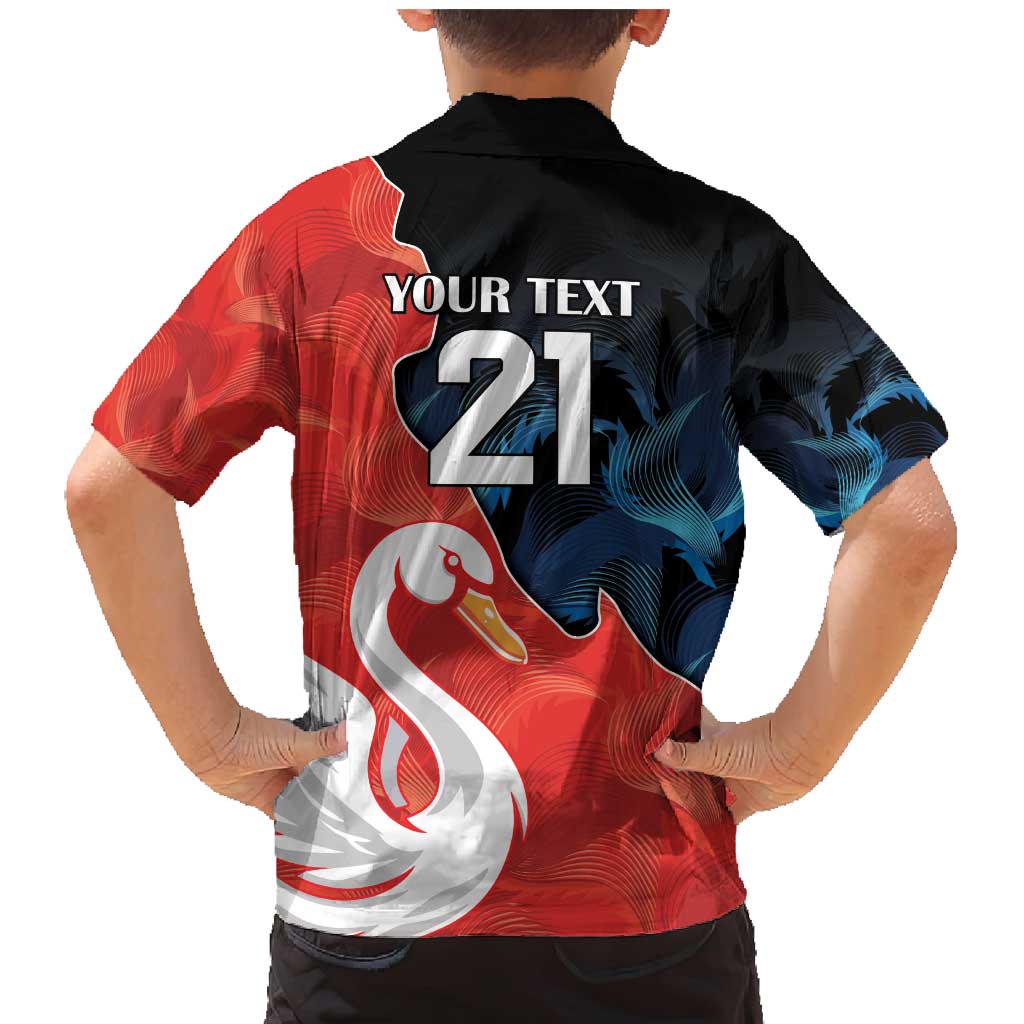 Swans-Port Adelaide Football Custom Family Matching Mermaid Dress and Hawaiian Shirt Cracked Metal Style