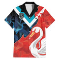 Swans-Port Adelaide Football Custom Family Matching Mermaid Dress and Hawaiian Shirt Cracked Metal Style