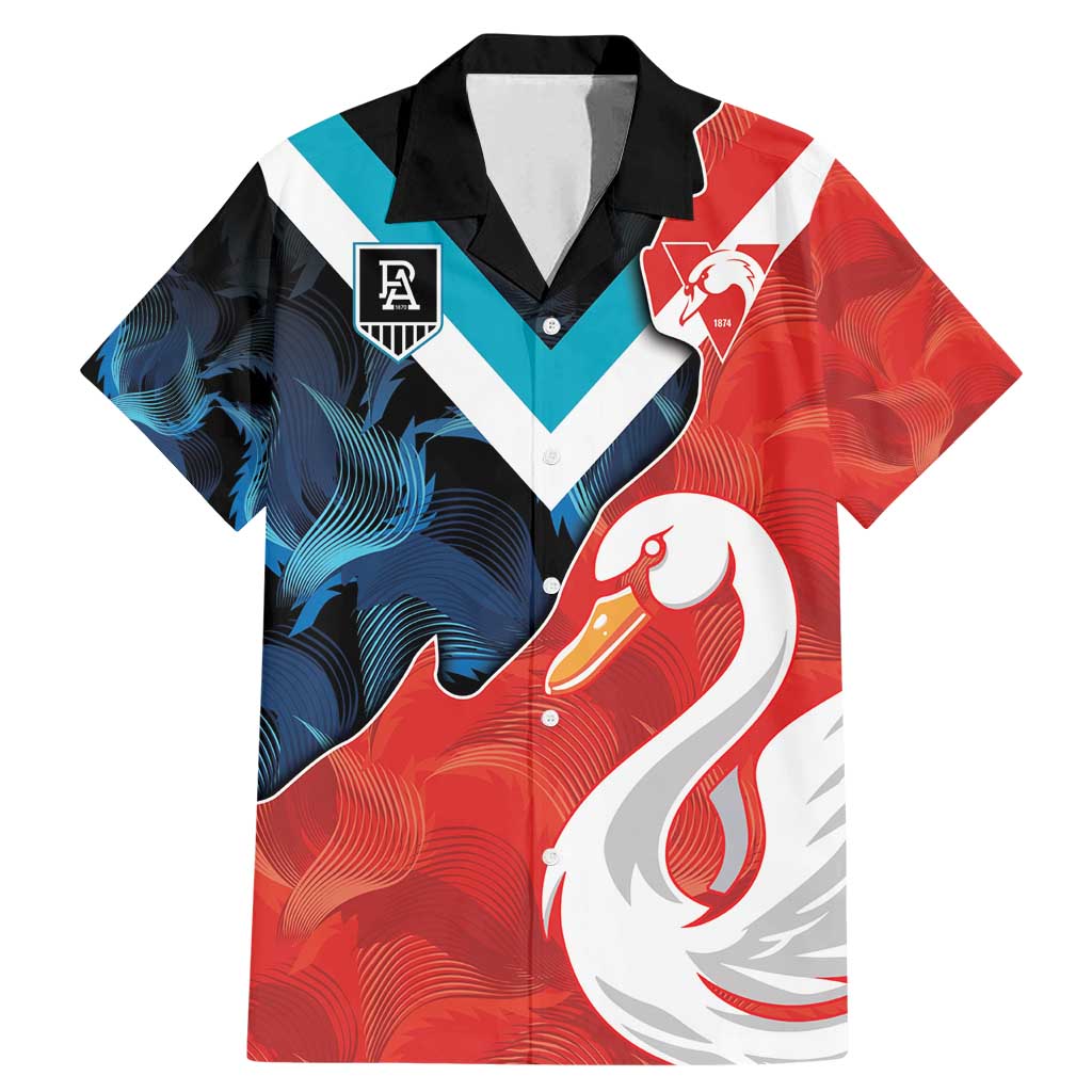 Swans-Port Adelaide Football Custom Family Matching Mermaid Dress and Hawaiian Shirt Cracked Metal Style