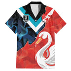 Swans-Port Adelaide Football Custom Family Matching Off Shoulder Maxi Dress and Hawaiian Shirt Cracked Metal Style