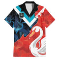 Swans-Port Adelaide Football Custom Family Matching Off Shoulder Short Dress and Hawaiian Shirt Cracked Metal Style