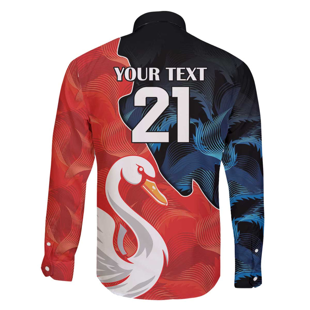 Swans-Port Adelaide Football Custom Family Matching Off Shoulder Short Dress and Hawaiian Shirt Cracked Metal Style
