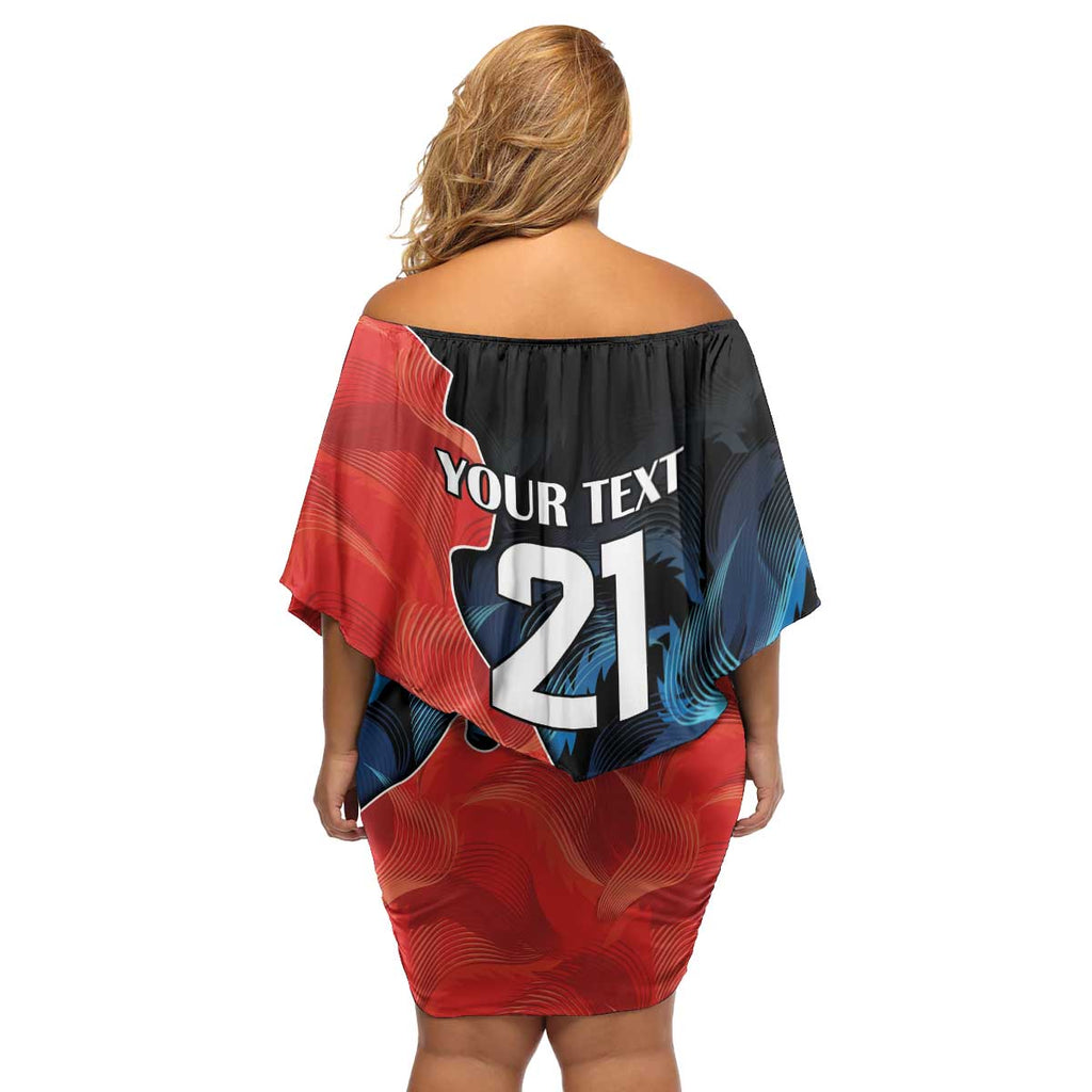 Swans-Port Adelaide Football Custom Family Matching Off Shoulder Short Dress and Hawaiian Shirt Cracked Metal Style