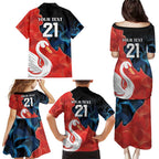 Swans-Port Adelaide Football Custom Family Matching Puletasi and Hawaiian Shirt Cracked Metal Style