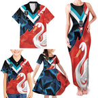 Swans-Port Adelaide Football Custom Family Matching Tank Maxi Dress and Hawaiian Shirt Cracked Metal Style