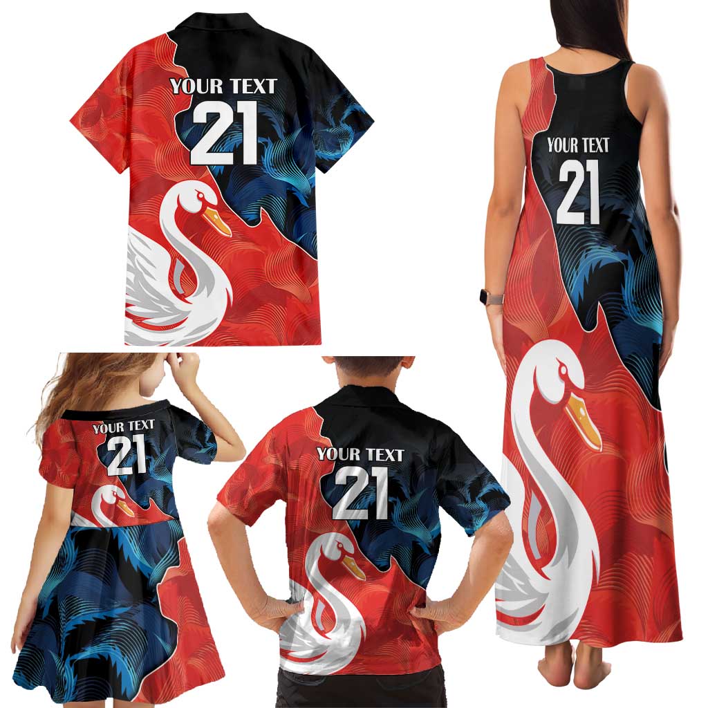 Swans-Port Adelaide Football Custom Family Matching Tank Maxi Dress and Hawaiian Shirt Cracked Metal Style