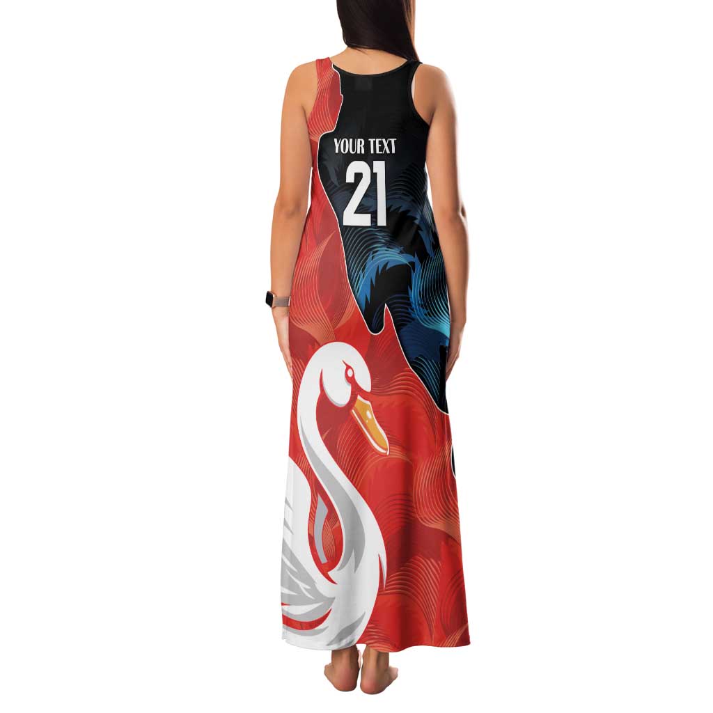 Swans-Port Adelaide Football Custom Family Matching Tank Maxi Dress and Hawaiian Shirt Cracked Metal Style