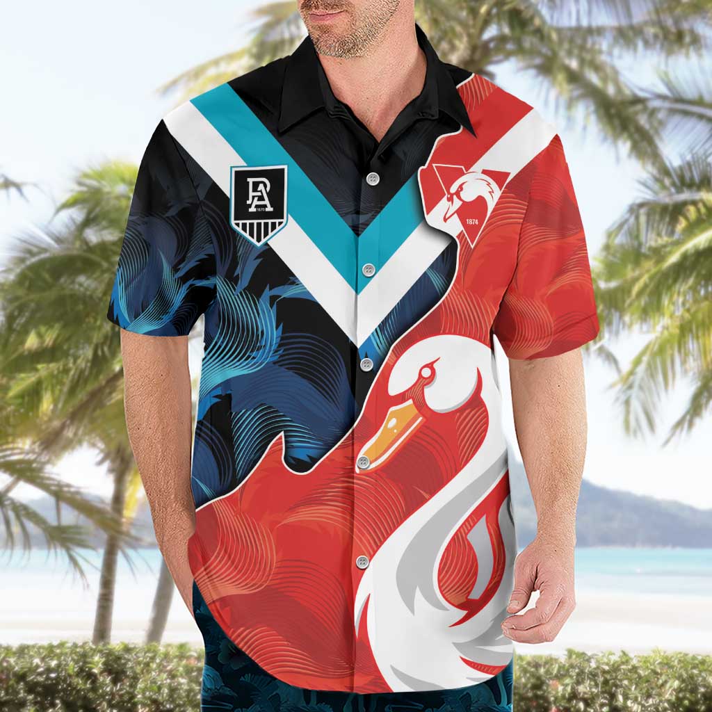 Swans-Port Adelaide Football Custom Hawaiian Shirt Cracked Metal Style