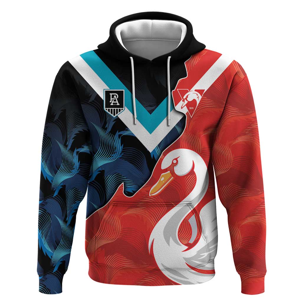 Swans-Port Adelaide Football Custom Hoodie Cracked Metal Style