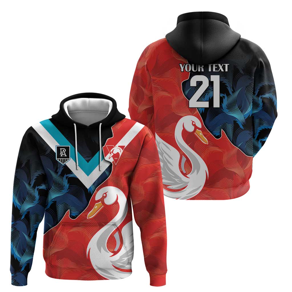 Swans-Port Adelaide Football Custom Hoodie Cracked Metal Style