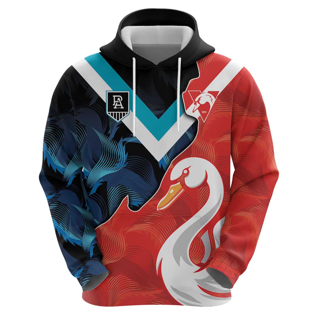 Swans-Port Adelaide Football Custom Hoodie Cracked Metal Style