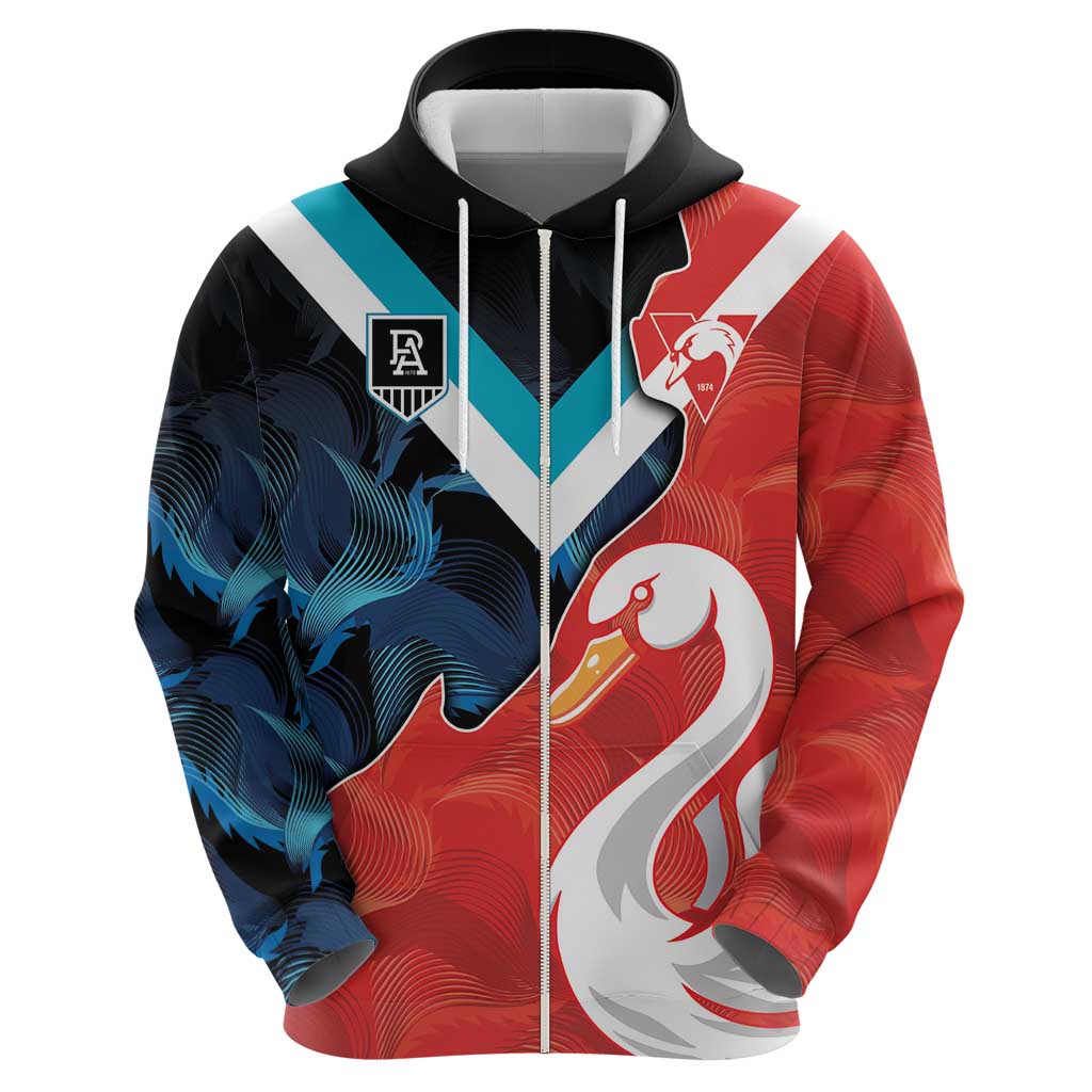 Swans-Port Adelaide Football Custom Hoodie Cracked Metal Style
